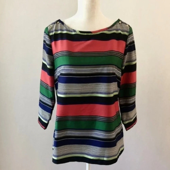 Banana Republic 3/4 Sleeve Striped Top Boatneck M - Picture 3 of 6
